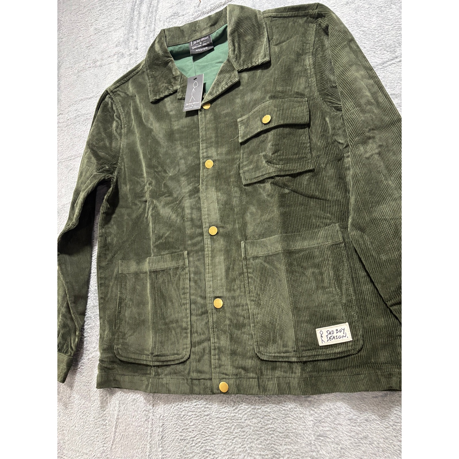 Barstool Sports Sad Boy Season M Green Corduroy Chore Jacket Womens Vintage Boho — image 8 of 8